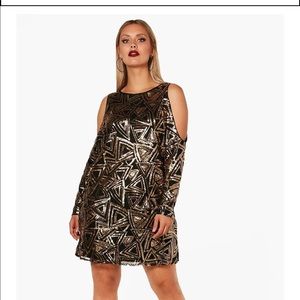 Gold and black sequined dress NWT
